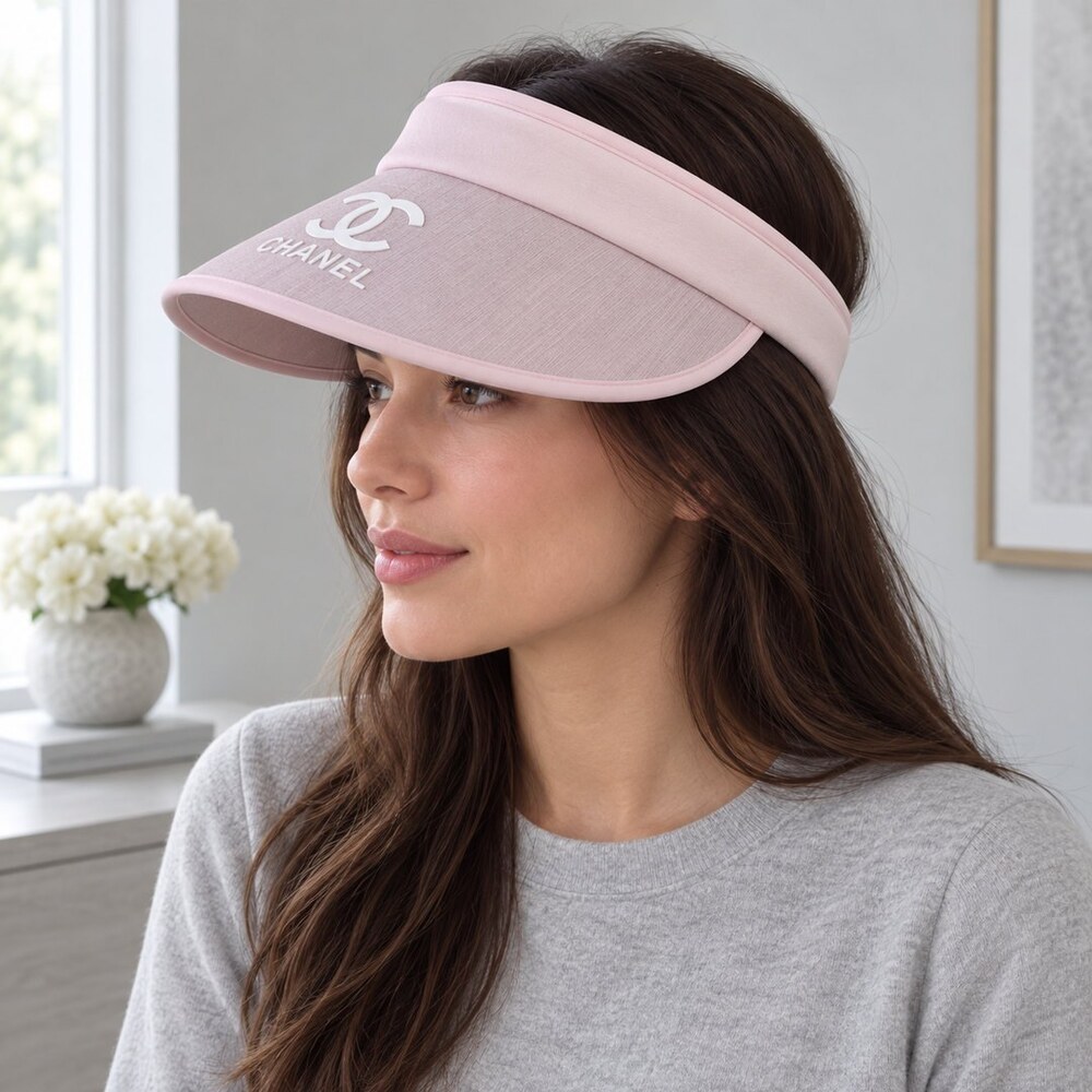 CHANEL Pastel Pink Logo Sun Visor - Picture 3 of 6